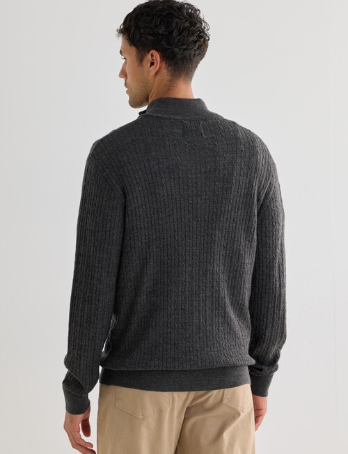Gasoline Quarter Zip Cable Knitwear, Grey product photo View 02 L