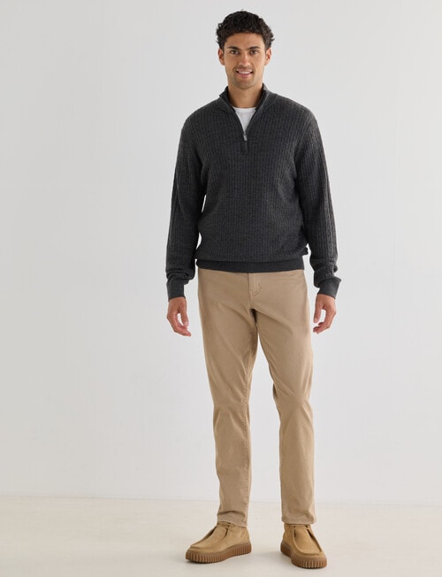 Gasoline Quarter Zip Cable Knitwear, Grey product photo View 03 L