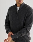 Gasoline Quarter Zip Cable Knitwear, Grey product photo View 04 S