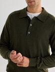 Gasoline Button Down Polo Knitwear, Olive Green product photo View 04 S