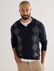 Gasoline Argyle Polo Knitwear, Navy product photo