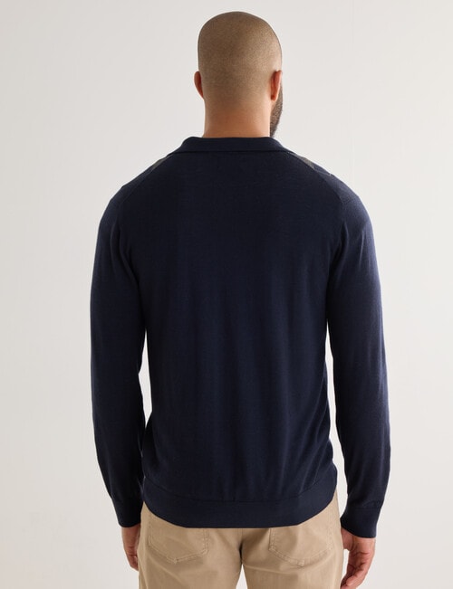Gasoline Argyle Polo Knitwear, Navy product photo View 02 L