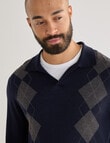 Gasoline Argyle Polo Knitwear, Navy product photo View 04 S