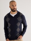 Gasoline Argyle Polo Knitwear, Navy product photo View 06 S
