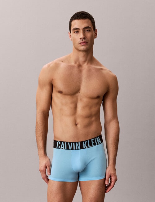 Calvin Klein Intense Power Cotton Trunk, 3-Pack, Harbor Mist, Black & Chilly Blue product photo View 02 L