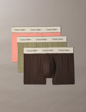 Calvin Klein Heritage Cotton Trunk, 3-Pack, Mulch, Deep Lichen Green & Sunfruit Fun product photo