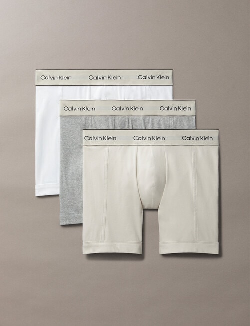 Calvin Klein Heritage Cotton Boxer Brief, 3-Pack, Oyster, Grey Heather & White product photo