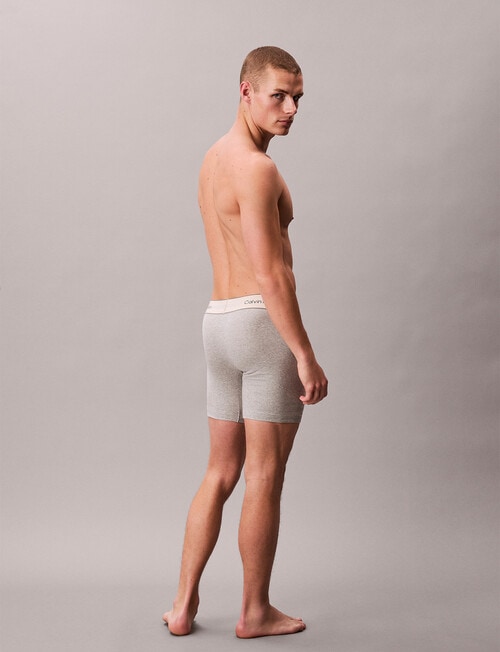 Calvin Klein Heritage Cotton Boxer Brief, 3-Pack, Oyster, Grey Heather & White product photo View 03 L