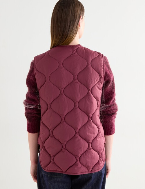 Jigsaw Barrow Puffer Vest, Plum product photo View 02 L
