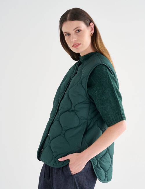 Jigsaw Barrow Puffer Vest, Forest Green product photo