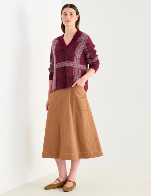 Jigsaw Check Mohair Blend Sweater, Plum product photo View 03 L