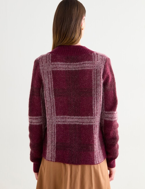 Jigsaw Check Mohair Blend Sweater, Plum product photo View 02 L