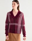Jigsaw Check Mohair Blend Sweater, Plum product photo View 06 S