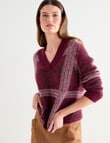 Jigsaw Check Mohair Blend Sweater, Plum product photo