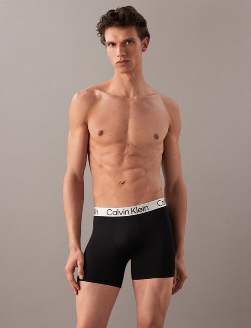 Calvin Klein Engineered Chromatic Boxer Brief, 3-Pack, Black, Monogram Outline Black & Turbulence product photo View 04 L