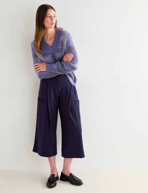 Jigsaw Check Mohair Blend Sweater, Smoke Blue Check product photo View 03 L
