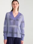 Jigsaw Check Mohair Blend Sweater, Smoke Blue Check product photo View 05 S