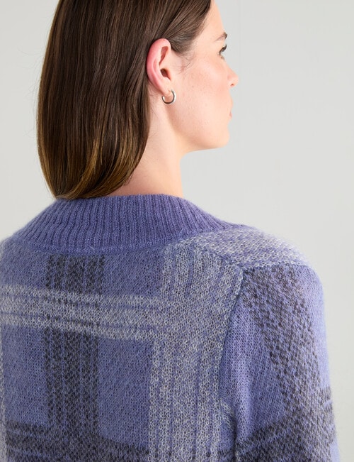 Jigsaw Check Mohair Blend Sweater, Smoke Blue Check product photo View 07 L