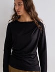 Mineral Ella Drape Knit Tee, Black product photo View 05 S