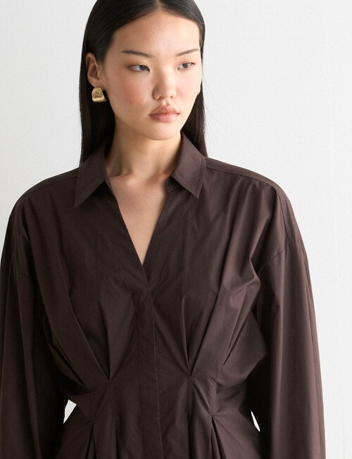 State of play Ritva Cinch Shirt, Bitter Chocolate product photo View 04 L