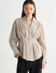 State of play Ritva Cinch Shirt, Ecru & Golden Stripe product photo