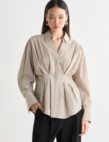 State of play Ritva Cinch Shirt, Ecru & Golden Stripe product photo