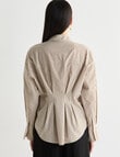 State of play Ritva Cinch Shirt, Ecru & Golden Stripe product photo View 02 S