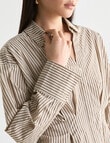 State of play Ritva Cinch Shirt, Ecru & Golden Stripe product photo View 04 S