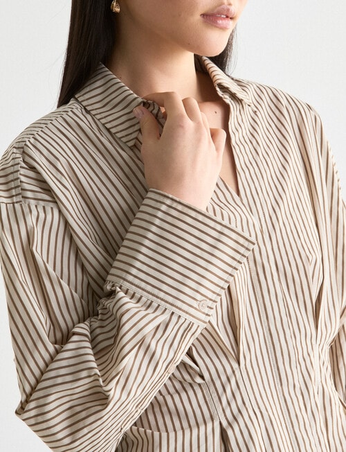 State of play Ritva Cinch Shirt, Ecru & Golden Stripe product photo View 04 L