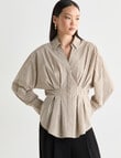 State of play Ritva Cinch Shirt, Ecru & Golden Stripe product photo View 05 S