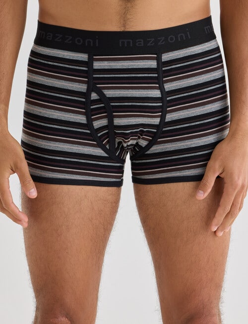Mazzoni Cotton Rich Stripe Trunk, Plum, Black & Grey product photo