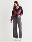 Whistle V-Neck Argyle Jumper, Cherry & Blue Night product photo View 03 S