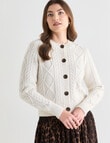 Whistle Chunky Cable Cardigan, Ivory product photo