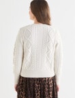 Whistle Chunky Cable Cardigan, Ivory product photo View 02 S