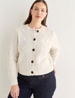 Whistle Chunky Cable Cardigan, Ivory product photo View 12 S