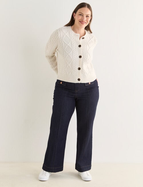 Whistle Chunky Cable Cardigan, Ivory product photo View 13 L