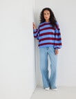 Zest Stripe Puff Sleeve Sweatshirt, Blue product photo View 03 S