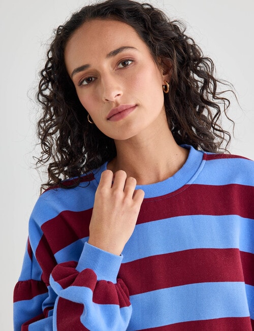 Zest Stripe Puff Sleeve Sweatshirt, Blue product photo View 04 L