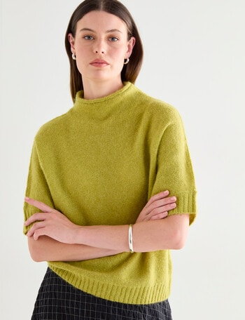 Jigsaw Align Alpaca Blend Roll Neck, Citron Green product photo