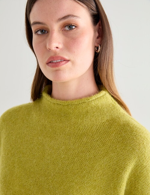 Jigsaw Align Alpaca Blend Roll Neck, Citron Green product photo View 04 L