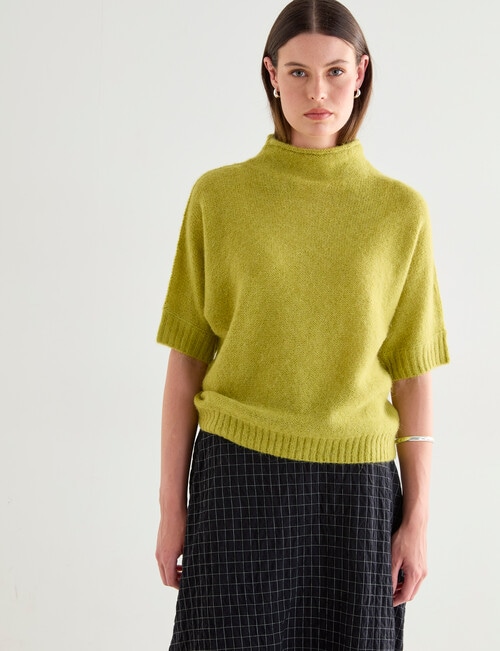 Jigsaw Align Alpaca Blend Roll Neck, Citron Green product photo View 05 L