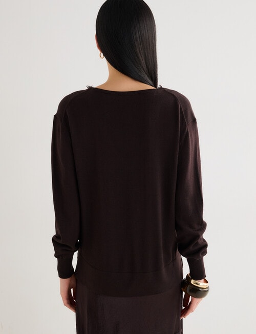 State of play Izzy Merino Lace Sweater, Bitter Chocolate product photo View 02 L