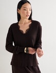 State of play Izzy Merino Lace Sweater, Bitter Chocolate product photo View 05 S