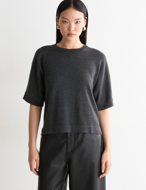 State of play Narina Merino Tee, Charcoal product photo