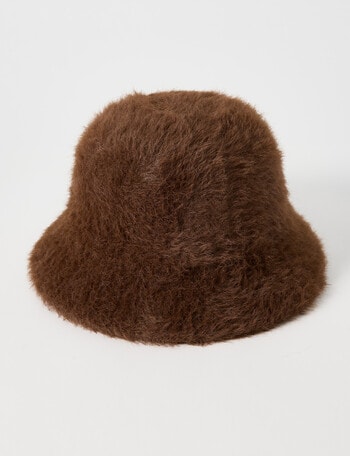 Boston + Bailey Fluffy Bucket Hat, Brown product photo
