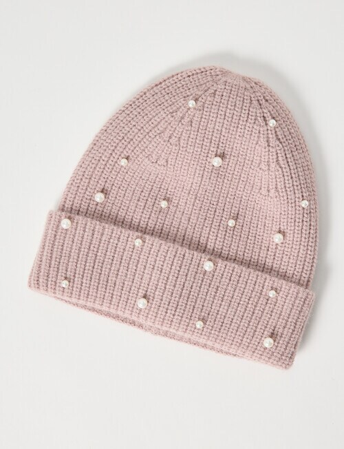 Whistle Faux Pearl Beanie, Blush product photo