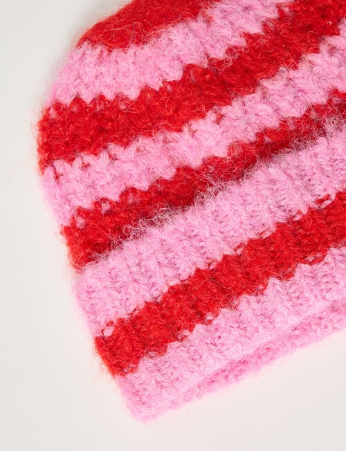 Boston + Bailey Rib Striped Beanie, Pink & Red product photo View 02 L