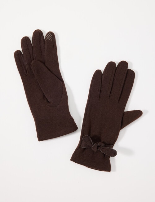 Boston + Bailey Bow Detail Gloves, Chocolate product photo