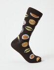 Fruit Sticker Viscose Rayon from Bamboo Crew Sock, Black product photo