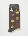 Burger & Fries Viscose Rayon from Bamboo Crew Sock, Brown & Grey product photo View 02 S